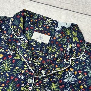 Print Fresh Pajama Top Medium Petite Unicorn Garden Shirt Cotton Women Navy Blue